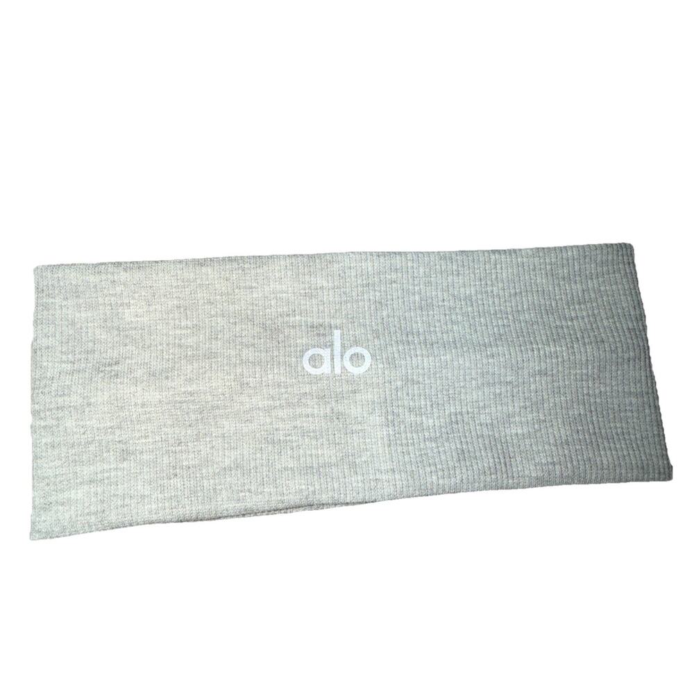 Alo Grey Ribbed Headband Unisex Adults One Size Athletic Fitness Yoga Solid